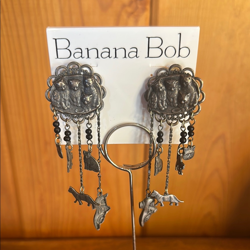 Banana Republic Silver Earrings With Black Accents 75$